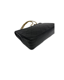Sac à épaule matelassé vintage en cuir lisse d'agneau noir - Chanel