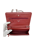 Sac à bandoulière Wallet-On-Chain en cuir caviar bordeaux et argenté - Chanel