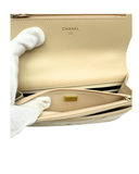 Sac à bandoulière Wallet on chain 19 en cuir lisse beige - Chanel