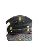 Sac à épaule matelassé vintage en cuir lisse d'agneau noir - Chanel