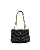 Sac à bandoulière Puffer Toy en cuir lisse noir et doré - Saint-Laurent