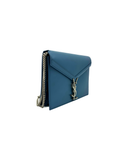Sac à bandoulière Cassandra Medium en cuir lisse bleu - Saint-Laurent