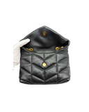 Sac à bandoulière Puffer Toy en cuir lisse noir et doré - Saint-Laurent