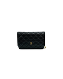 Sac à bandoulière Wallet On Chain en cuir caviar noir - Chanel