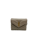 Sac à bandoulière Loulou Toy en cuir lisse gris taupe - Saint Laurent