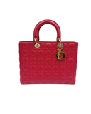 Sac à épaule Lady Dior GM en cuir lisse rouge - Christian Dior