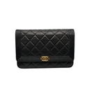 Sac à bandoulière Wallet On Chain Boy en cuir caviar noir - Chanel