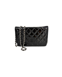 Sac à bandoulière Wallet On Chain en cuir verni noir - Chanel