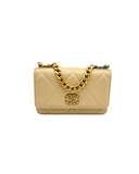 Sac à bandoulière Wallet on chain 19 en cuir lisse beige - Chanel