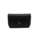 Sac à bandoulière Wallet On Chain en cuir caviar noir - Chanel