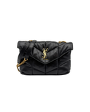 Sac à bandoulière Puffer Toy en cuir lisse noir et doré - Saint-Laurent