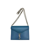 Sac à bandoulière Cassandra Medium en cuir lisse bleu - Saint-Laurent