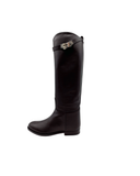 Bottes Jumping en cuir lisse noir et argenté - Hermès