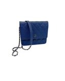 Sac à bandoulière Wallet-On-Chain en cuir caviar bleu - Chanel