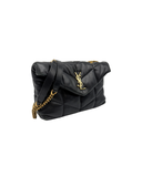 Sac à bandoulière Puffer Toy en cuir lisse noir et doré - Saint-Laurent