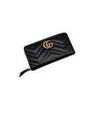 Porefeuille Marmont GG en cuir lisse noir et doré - Gucci