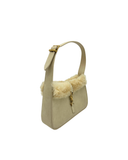 Sac à épaule Le 5 à 7 en daim et shearling beige - Saint-Laurent