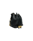 Sac seau Coco Mark à bandoulière en cuir caviar noir - Chanel