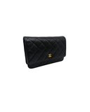 Sac à bandoulière Wallet On Chain en cuir caviar noir - Chanel