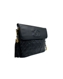 Sac vintage  à bandoulière en cuir lisse bleu marine - Chanel