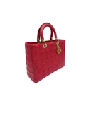 Sac à épaule Lady Dior GM en cuir lisse rouge - Christian Dior
