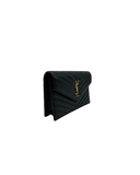 Sac enveloppe Cassandre à bandoulière noir en cuir lisse - Saint-Laurent