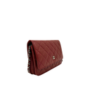 Sac à bandoulière Wallet-On-Chain en cuir caviar bordeaux et argenté - Chanel