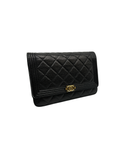 Sac à bandoulière Wallet On Chain Boy en cuir caviar noir - Chanel