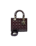 Sac à bandoulière Lady Dior en cuir verni bordeaux - Christian Dior