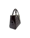 Sac à bandoulière Lady Dior en cuir verni bordeaux - Christian Dior
