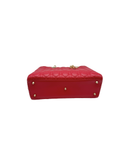 Sac à épaule Lady Dior GM en cuir lisse rouge - Christian Dior