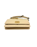 Sac à bandoulière Wallet on chain 19 en cuir lisse beige - Chanel