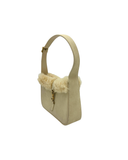 Sac à épaule Le 5 à 7 en daim et shearling beige - Saint-Laurent