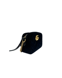 Sac à bandoulière Small GG Marmont en velours noir et doré - Gucci