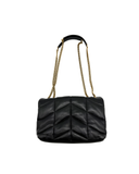 Sac à bandoulière Puffer Toy en cuir lisse noir et doré - Saint-Laurent