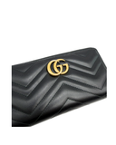 Porefeuille Marmont GG en cuir lisse noir et doré - Gucci