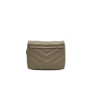 Sac à bandoulière Loulou Toy en cuir lisse gris taupe - Saint Laurent