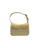 Sac à épaule Le 5 à 7 en daim et shearling beige - Saint-Laurent