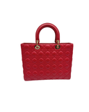 Sac à épaule Lady Dior GM en cuir lisse rouge - Christian Dior