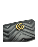 Porefeuille Marmont GG en cuir lisse noir et doré - Gucci