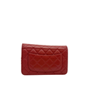 Sac à bandoulière Wallet-On-Chain en cuir caviar bordeaux et argenté - Chanel