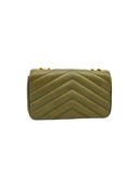 Sac à bandoulière Loulou Médium en cuir chevron kaki - Saint - Laurent