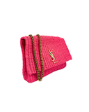 Sac à bandoulière Kate Medium en rafia rose - Saint Laurent