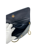 Sac vintage  à bandoulière en cuir lisse bleu marine - Chanel