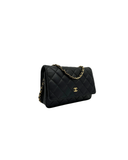 Sac à bandoulière Wallet-On-Chain en cuir lisse noir - Chanel