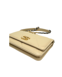 Sac à bandoulière Wallet on chain 19 en cuir lisse beige - Chanel
