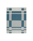 Plaid Jeté de Canapé Avalon Bayadere Bleu Baltique en laine et cachemire bleu - Hermès