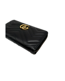 Porefeuille Marmont GG en cuir lisse noir et doré - Gucci