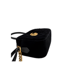 Sac à bandoulière Small GG Marmont en velours noir et doré - Gucci