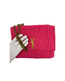 Sac à bandoulière Kate Medium en rafia rose - Saint Laurent